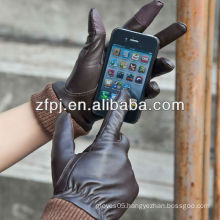 fashion sheepskin men smartphone gloves